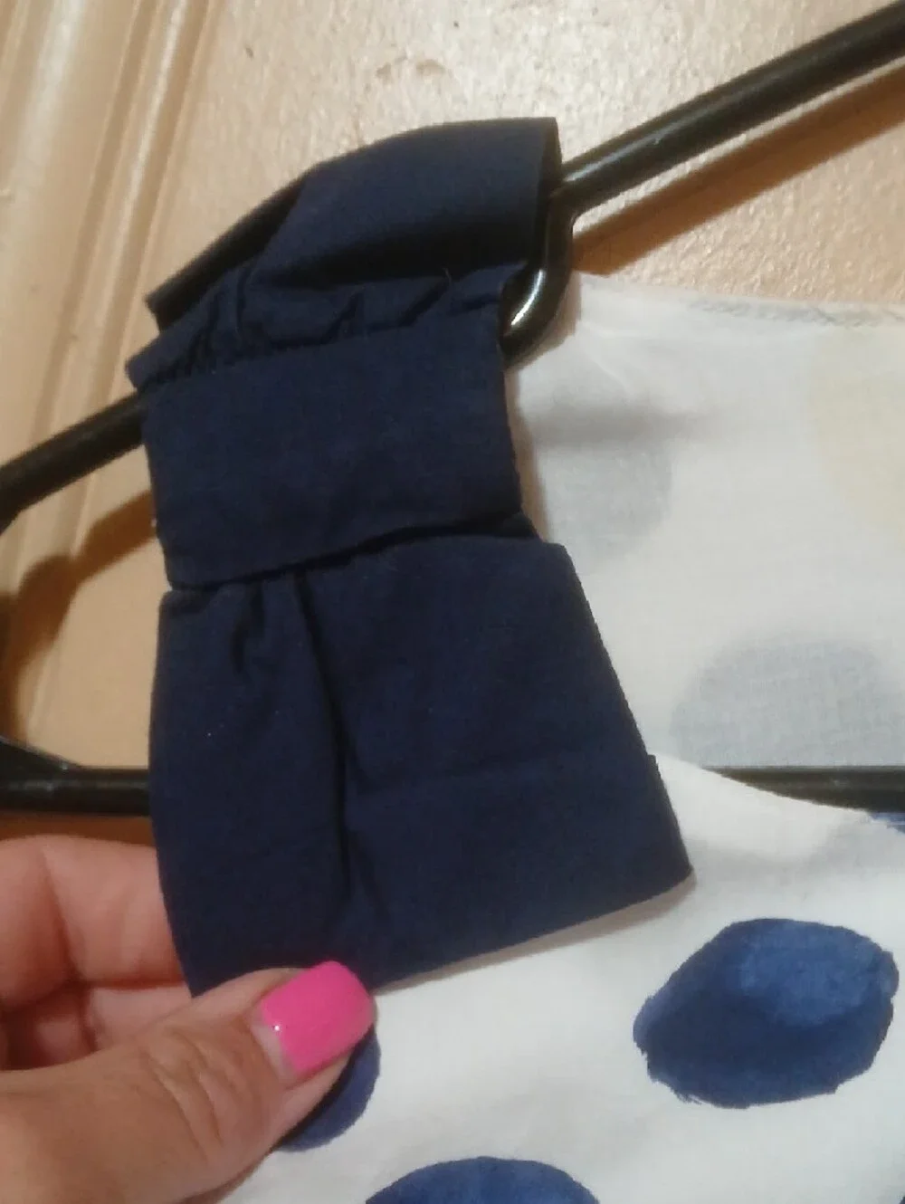Gymboree White Dress with Navy Polka Dots and Navy Shoulder Bow
